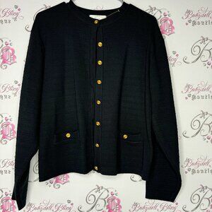 Eaton cardigan black gold buttons luxe blazer style sweater button up luxury